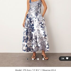 Glamorous Silver Sequin Midi Dress